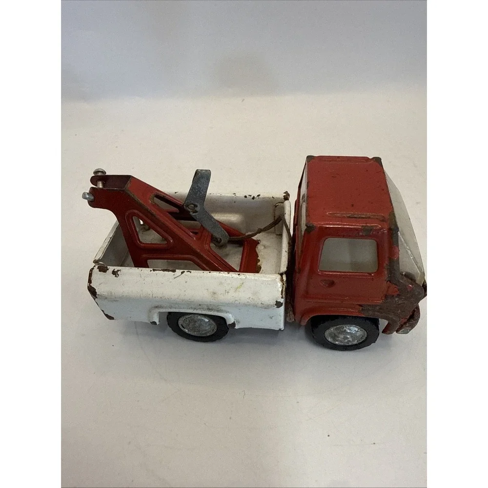 Vintage Marx Pressed Steel Tow Truck Wrecker Red/White1968 6